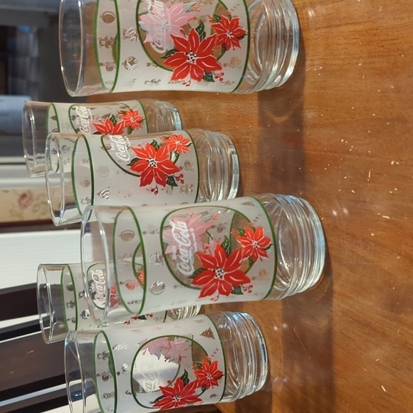 6 Coca-Cola Christmas Holiday Glass drinking Cups 14 oz excellent condition - Picture 2 of 8
